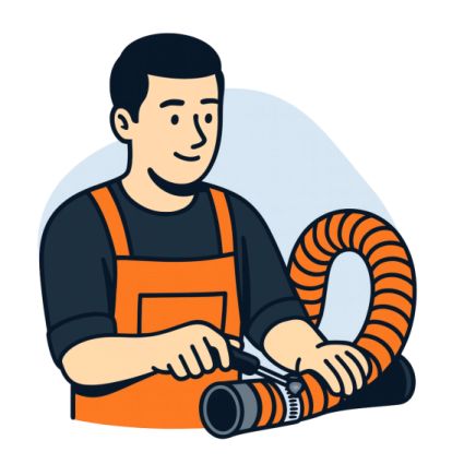 Technik pracuje s hadicí